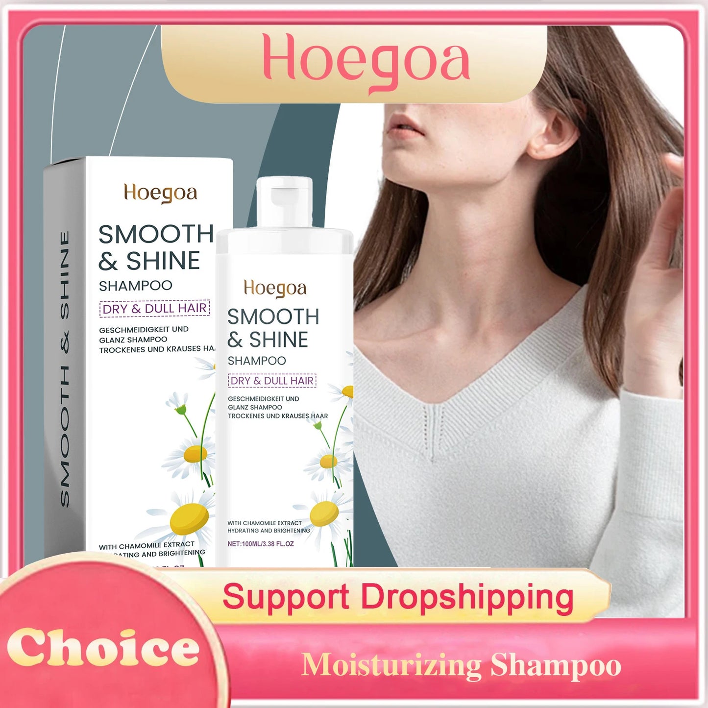 HOEGOA Champú para cabello seco y opacado, recibe brillo y suavidad.