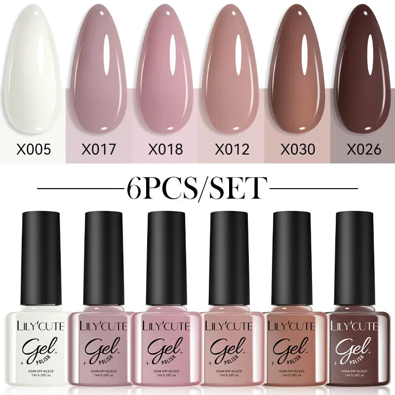 LILYCUTE Set de 6 Esmaltes gel UV de Uñas.