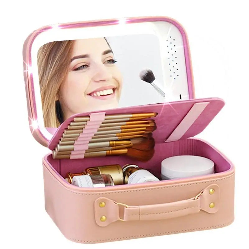 Caja cosmética con espejo LED