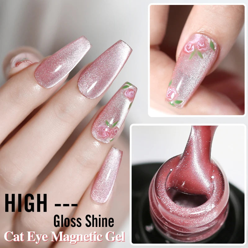 12 Metallic Cat's Eye Gel Polish Nail Art
