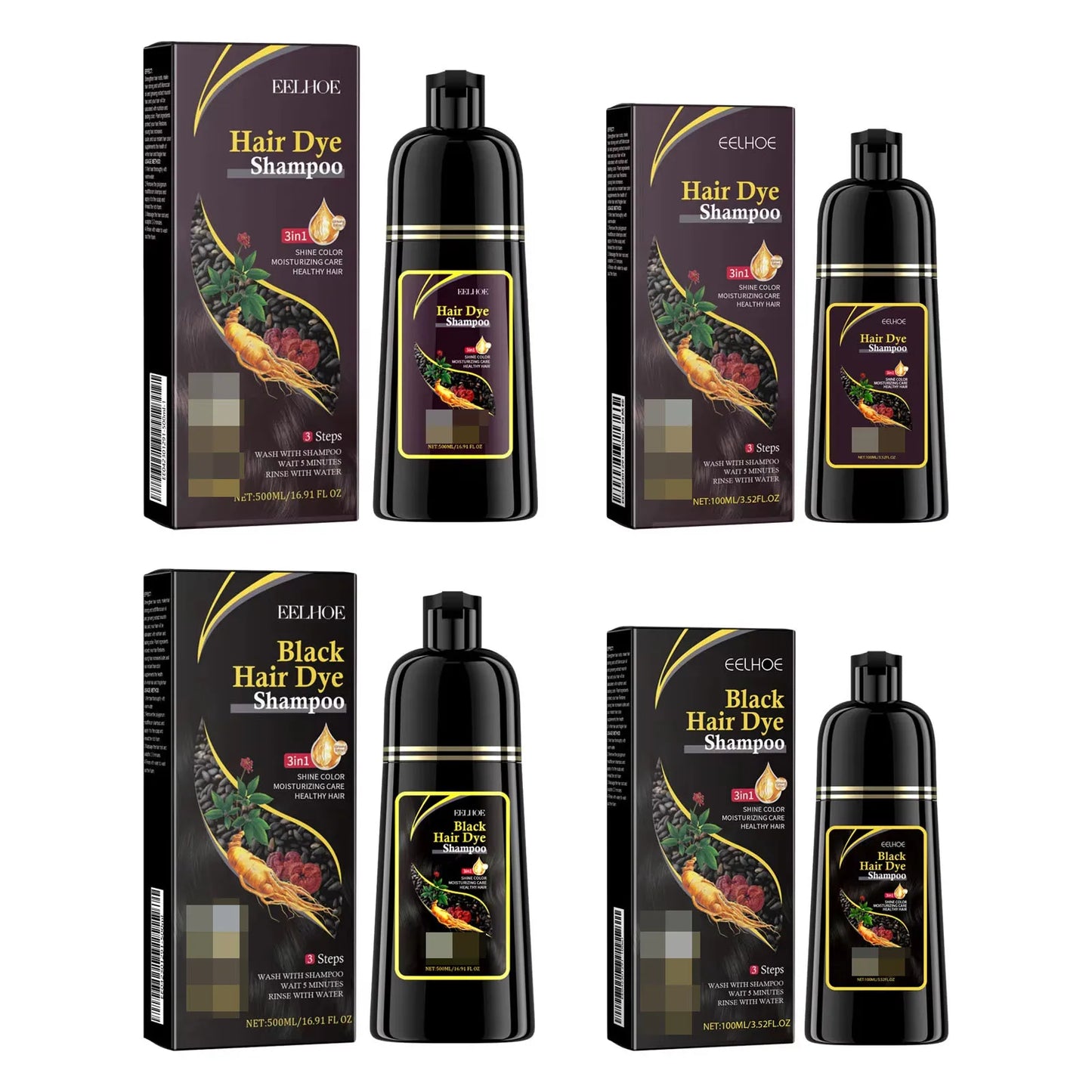 HAIR DYE Champú Colorante de Extractos Herbales
