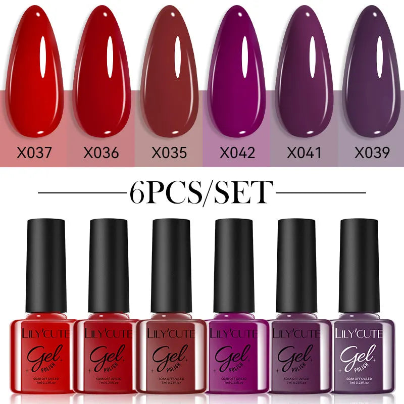 LILYCUTE Set de 6 Esmaltes gel UV de Uñas.
