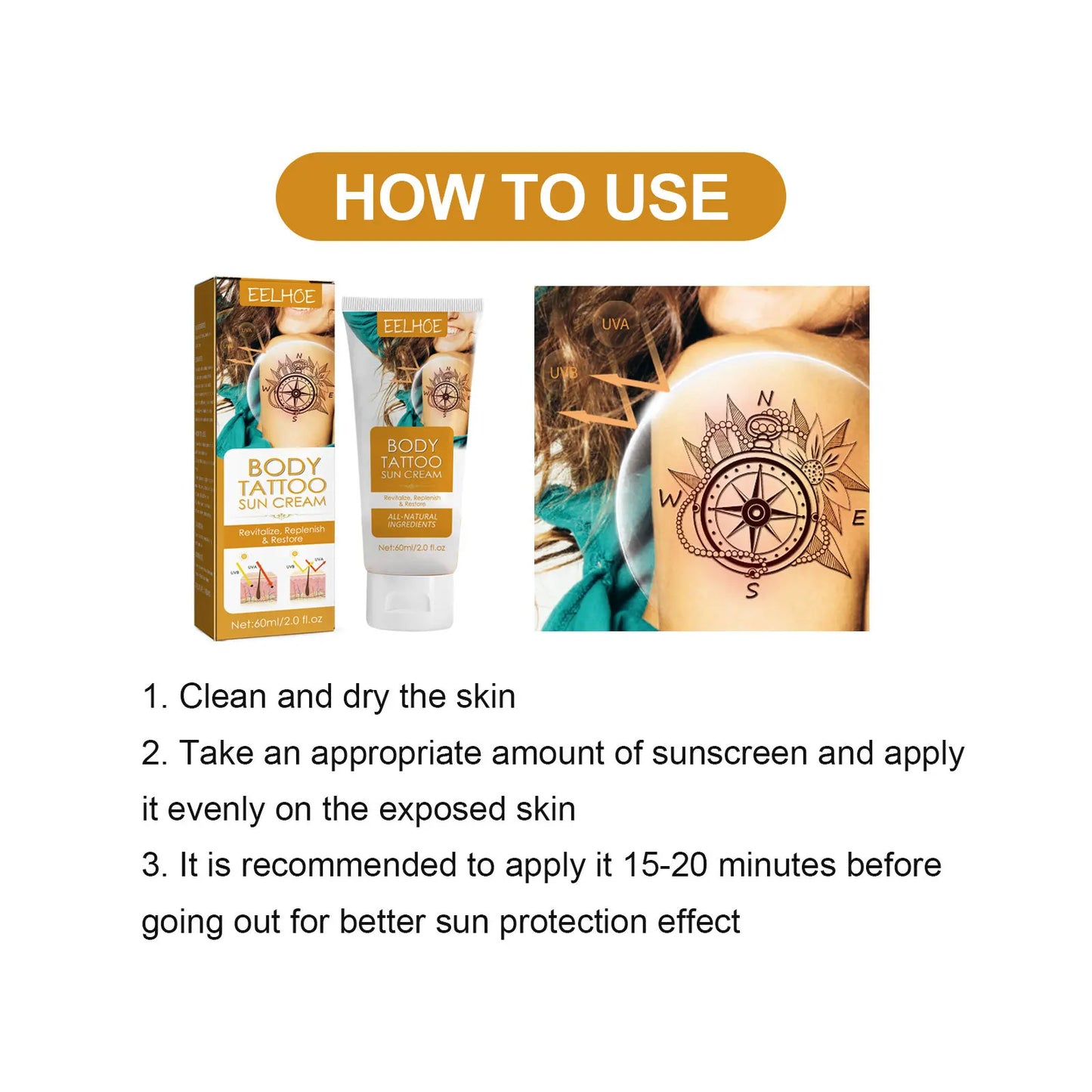 Sunscreen for tattooed skin.