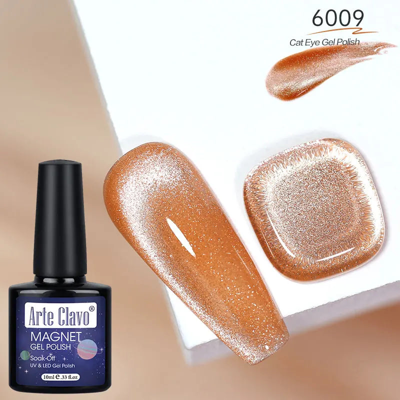 12 Metallic Cat's Eye Gel Polish Nail Art