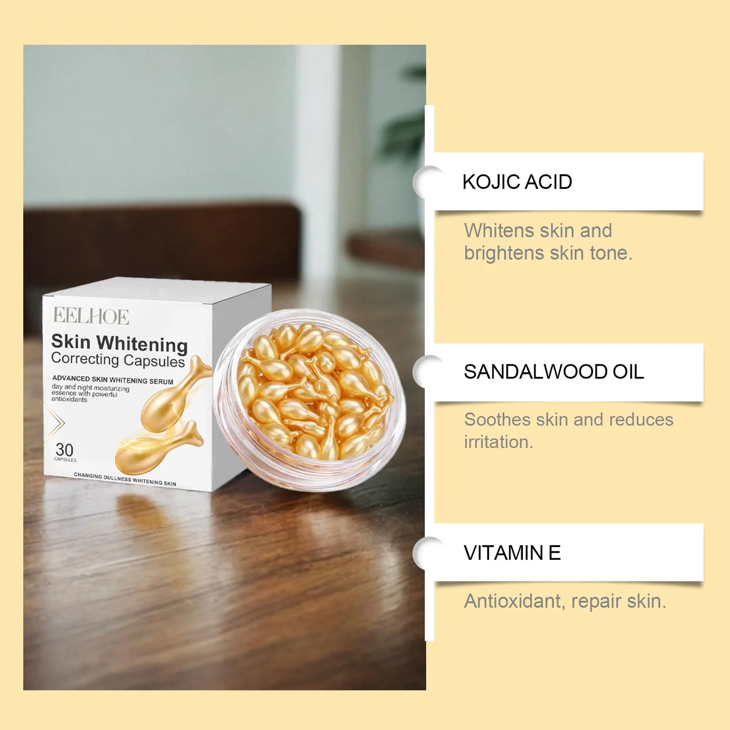Suero en cápsulas, con vitamina E y ácido kójico Eelhoe