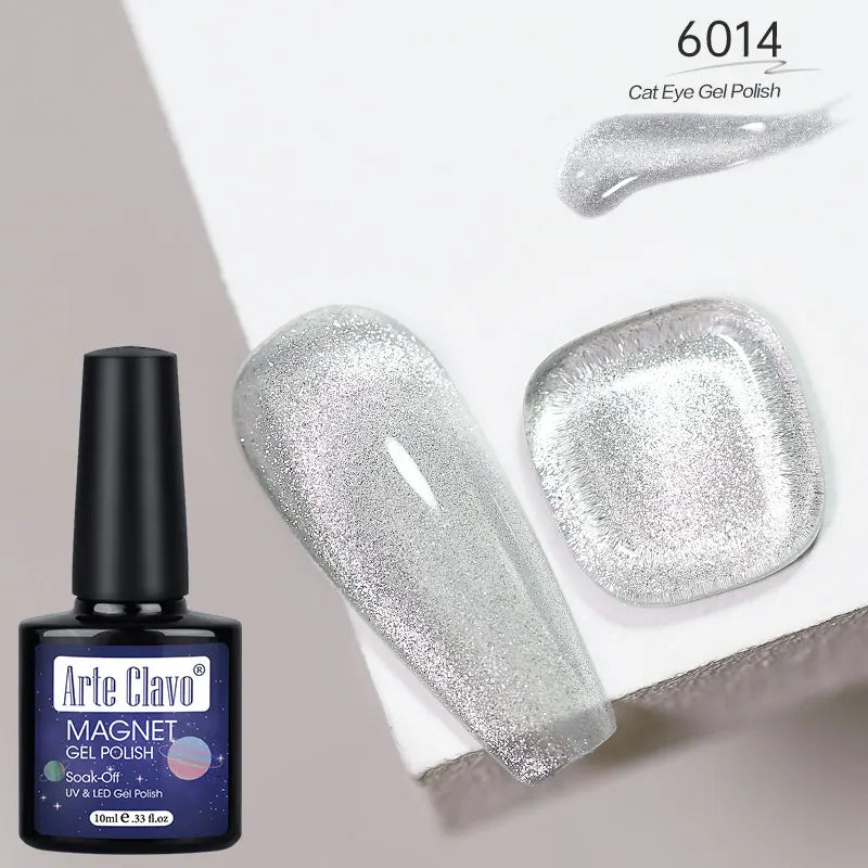 12 Metallic Cat's Eye Gel Polish Nail Art