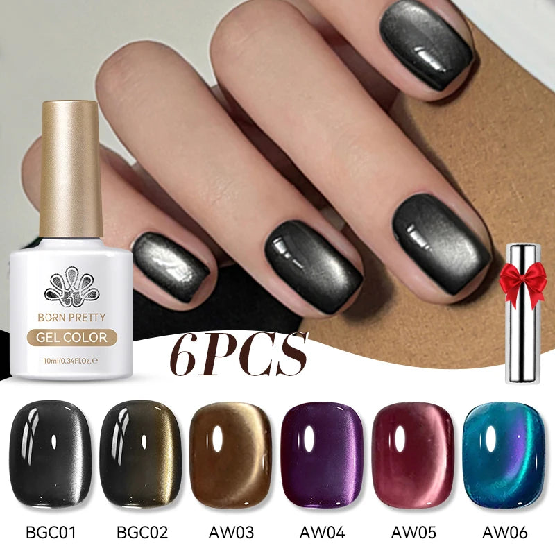 Sets de 6 esmaltes de ojo de gato BORN PRETTY