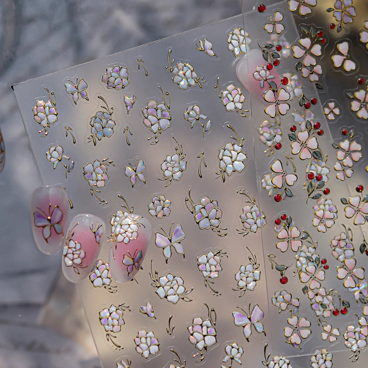 Calcomanías de flores de peonía para la uñas