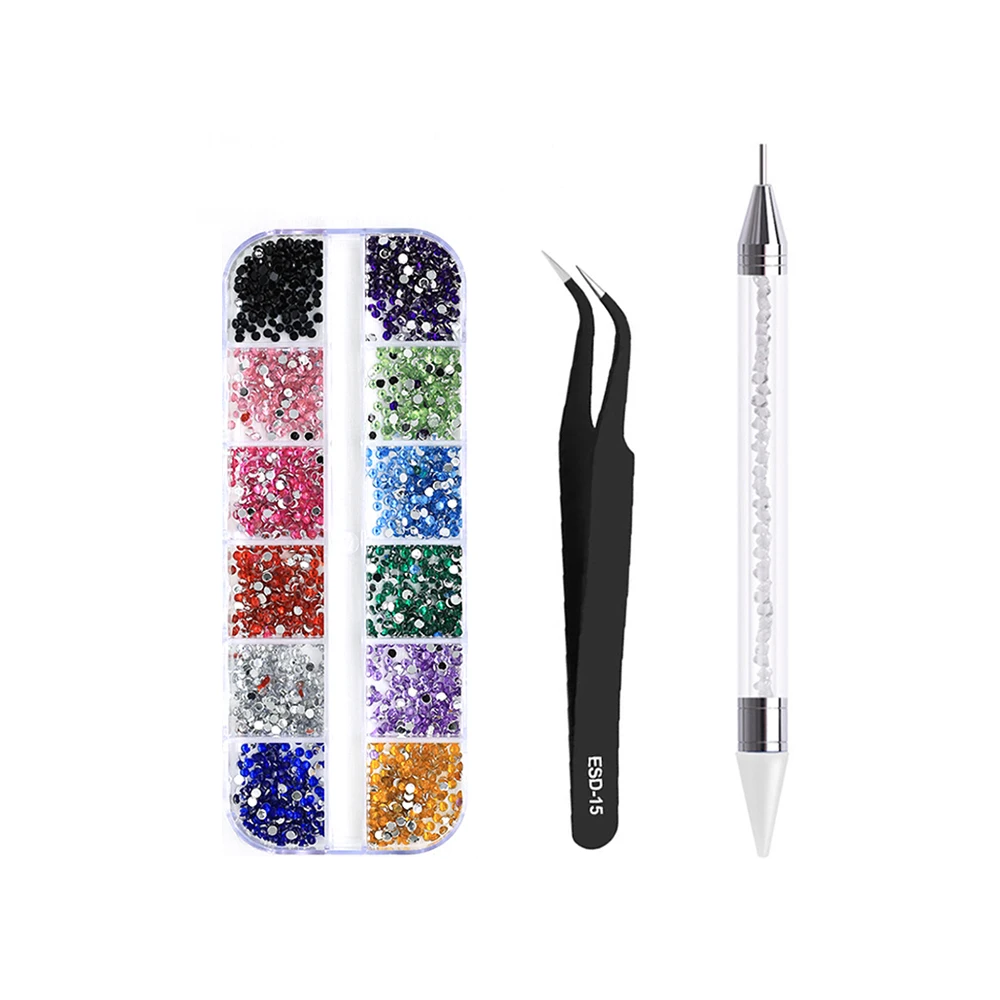7 paletas de 12 colores de Piedras y Rhinestones 3D