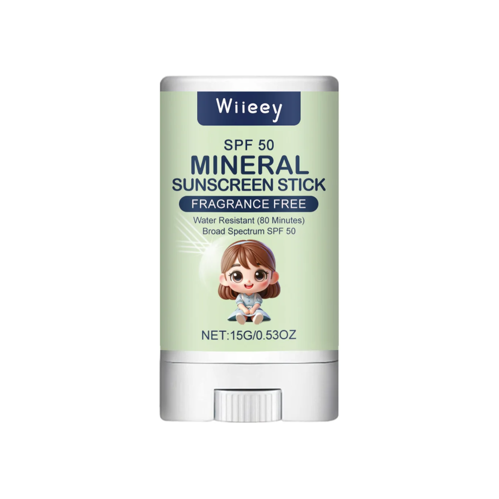 Sunscreen stick SPF50+ water resistant for 80 minutes.
