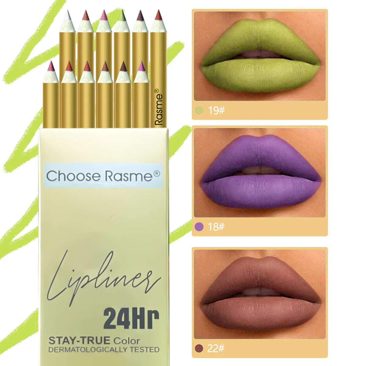 Set of 12 CHOOSE RASME Lip Liners