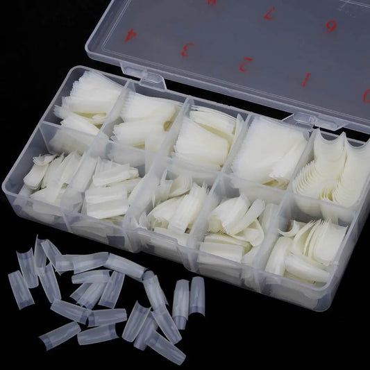 Set of 500 Nail Capsules - Full Cover Transparent Acrylic False Nails