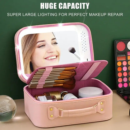 Caja cosmética con espejo LED
