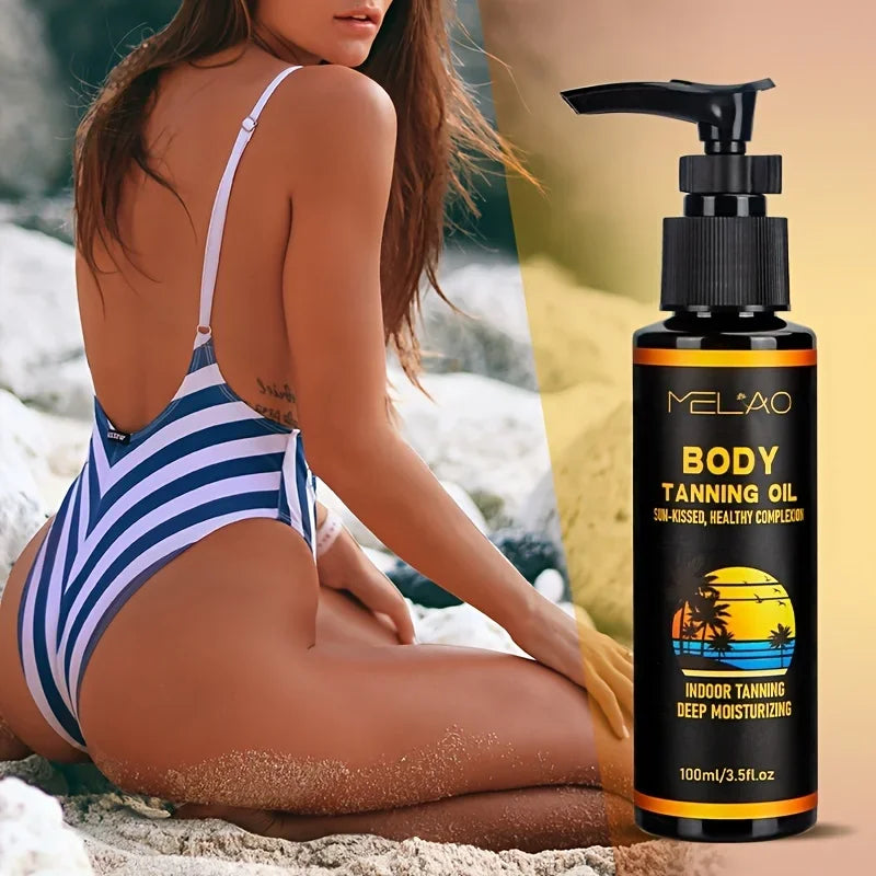 Self-tanning body oil with deep hydration