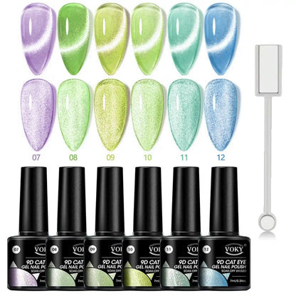 Sets de 6 esmaltes magnéticos VOKI 9D CAT EYE