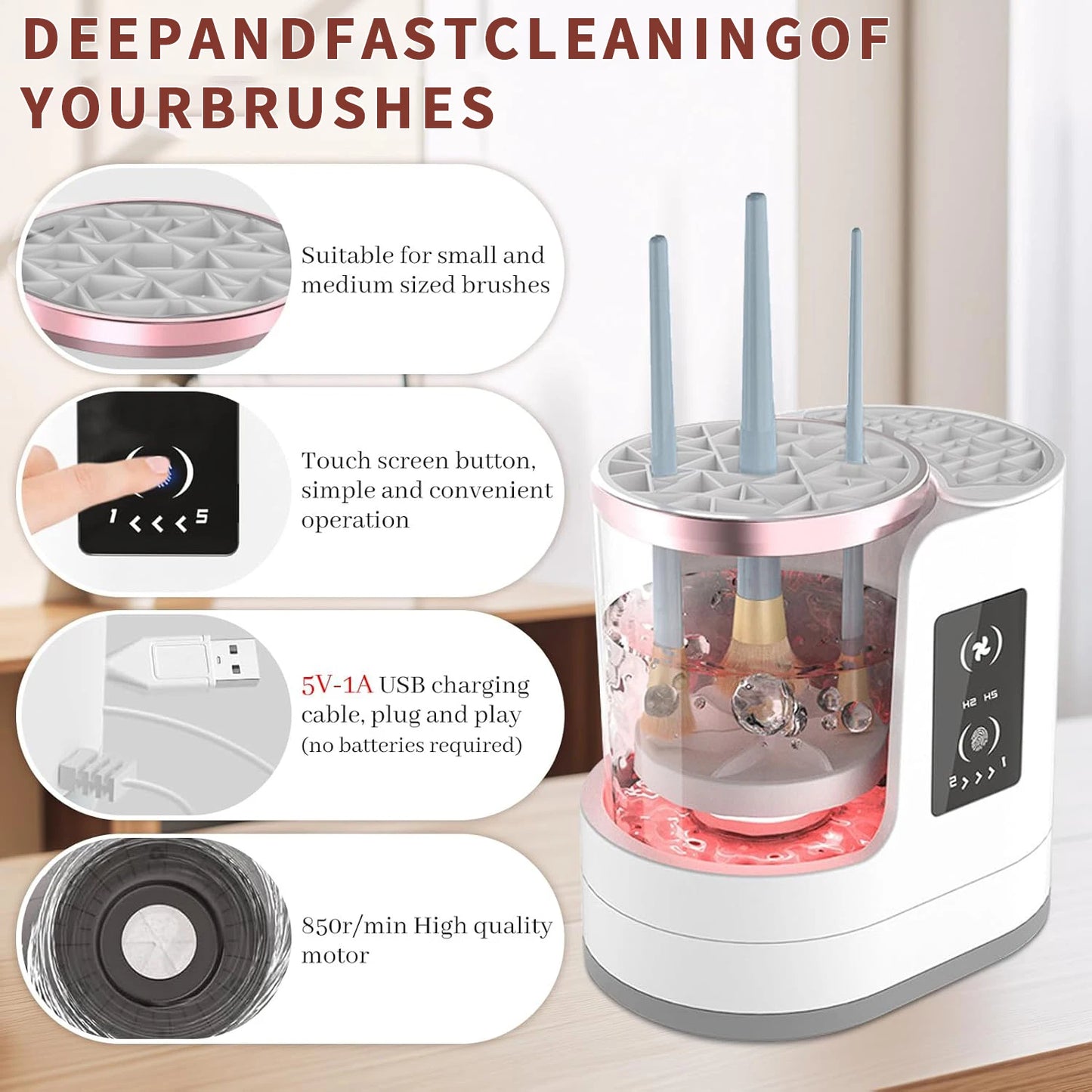Electric makeup brush cleaner
