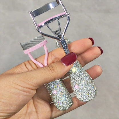 Eyelash curler with artificial diamonds