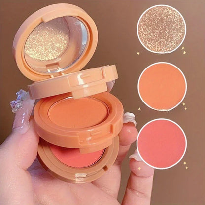 3 in 1 Palette - Blush, Matte and Shimmer Highlighter Waterproof Long Lasting