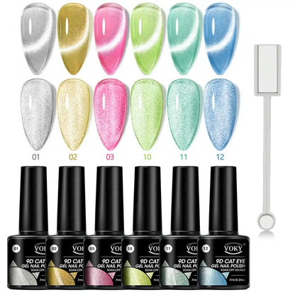 Sets de 6 esmaltes magnéticos VOKI 9D CAT EYE