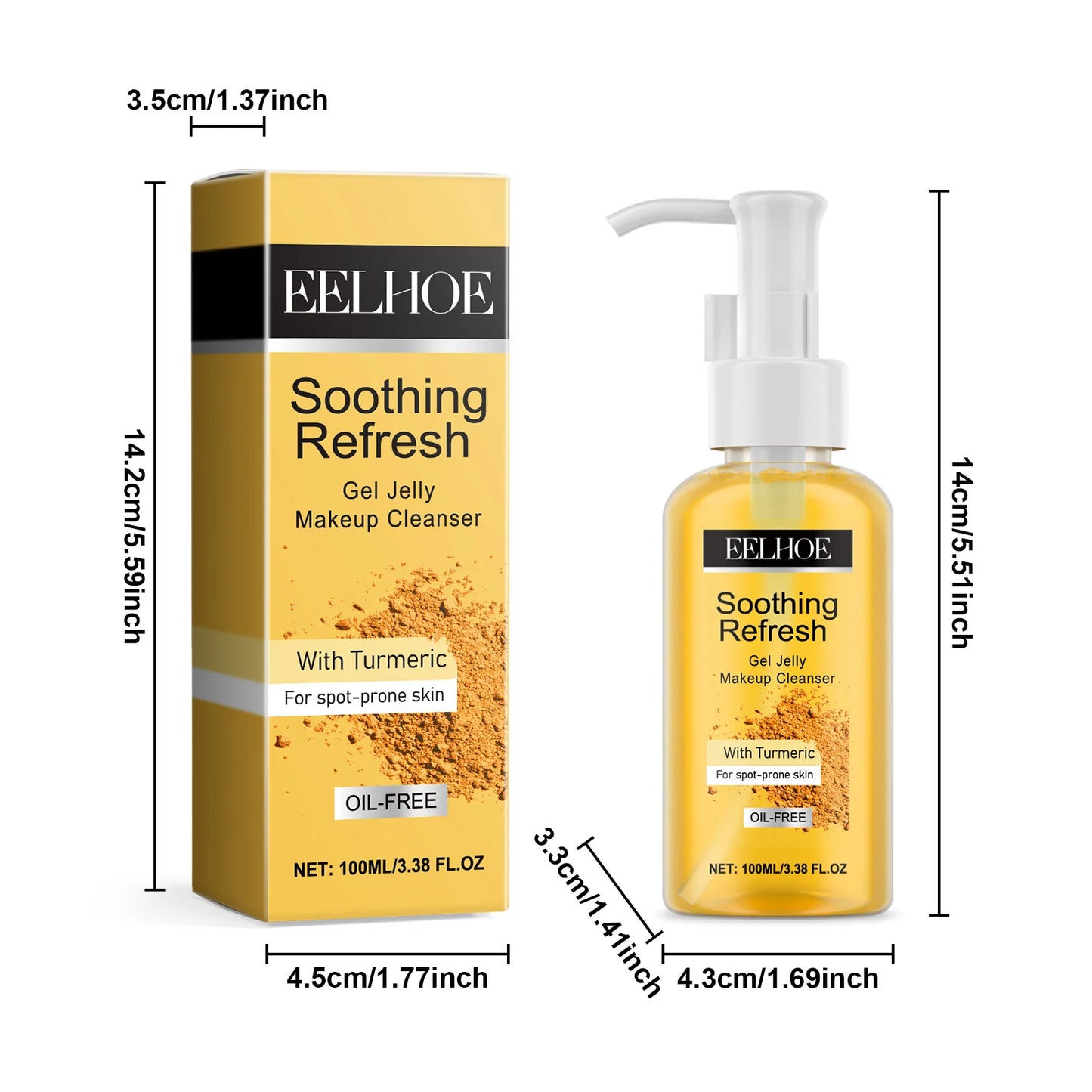 Gel de cúrcuma, desmaquillante y refrescante para una piel sin imperfecciones.