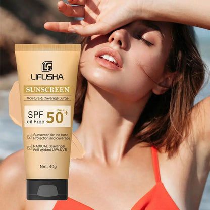 SPF50+ sunscreen with antioxidants.