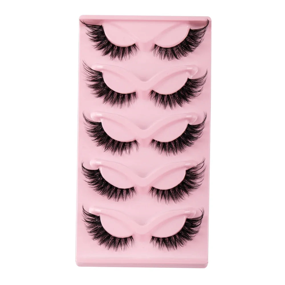 Set de 5 Pares de Pestañas Efecto Cat Eye.