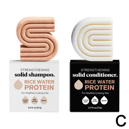 STRENGTHEINING Champú  con acondicionado en barrar, fortalecedor con proteína de agua de arroz.