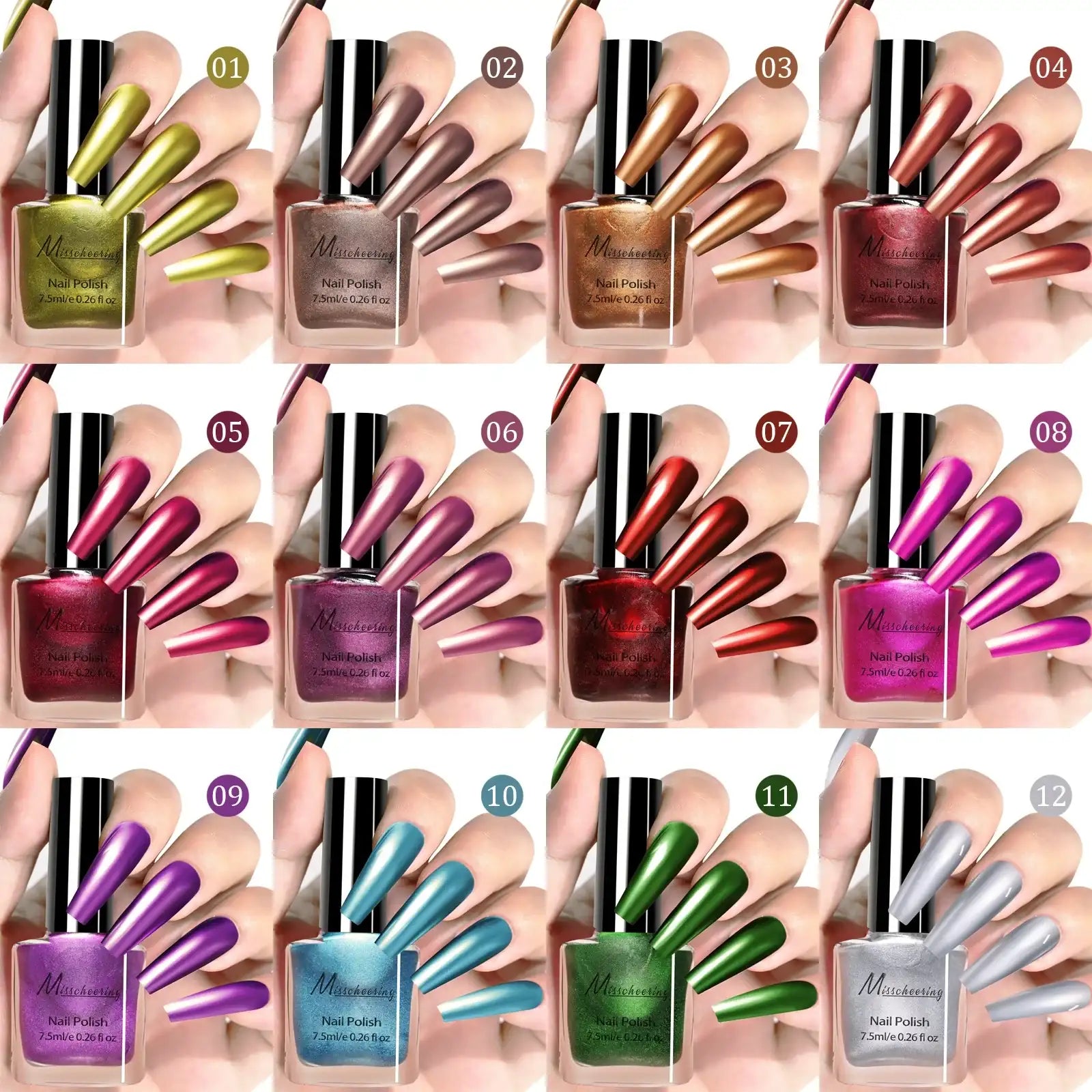 12 Esmaltes metálicos Misscheering