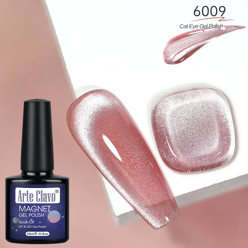 12 Metallic Cat's Eye Gel Polish Nail Art