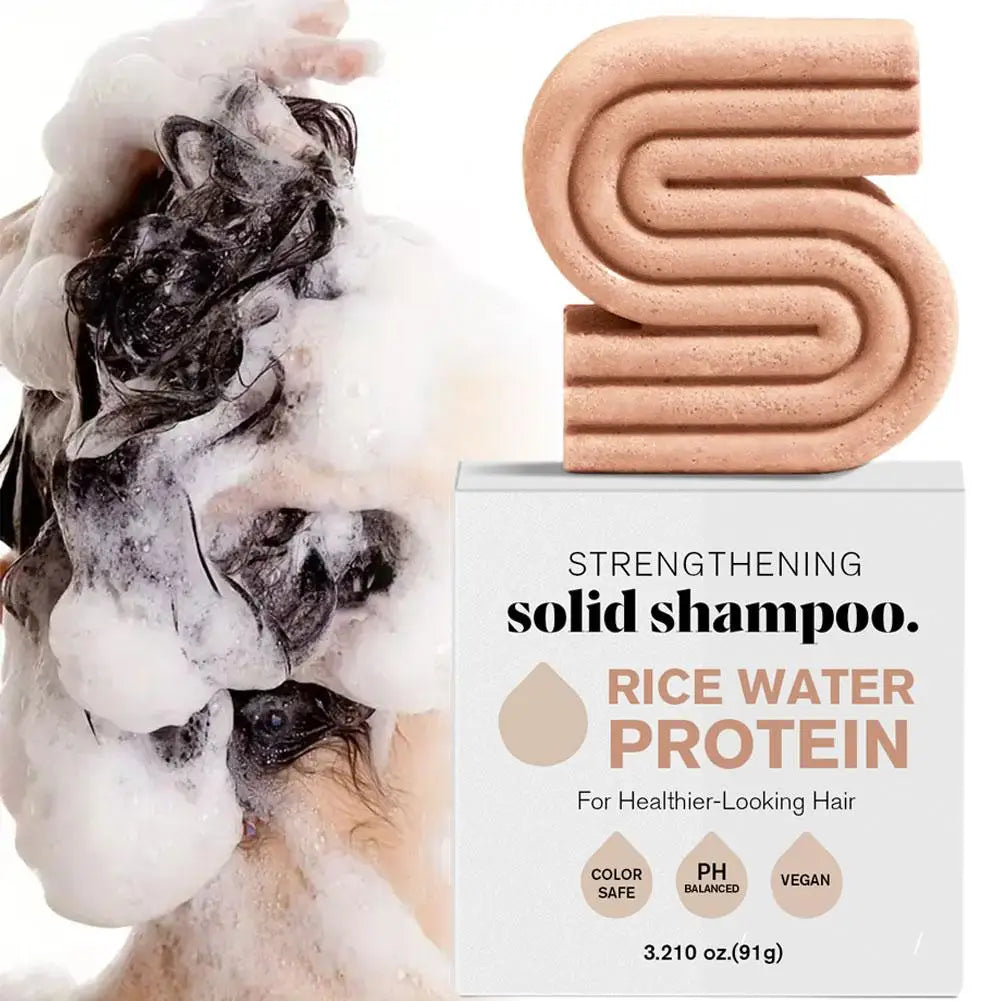 STRENGTHEINING Champú  con acondicionado en barrar, fortalecedor con proteína de agua de arroz.