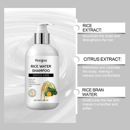 HOEGOA Champú de agua de arroz, para un cabello fuerte suave y largo.
