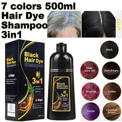 HAIRDEYChampún para conservar teñido de negro en el cabello.
