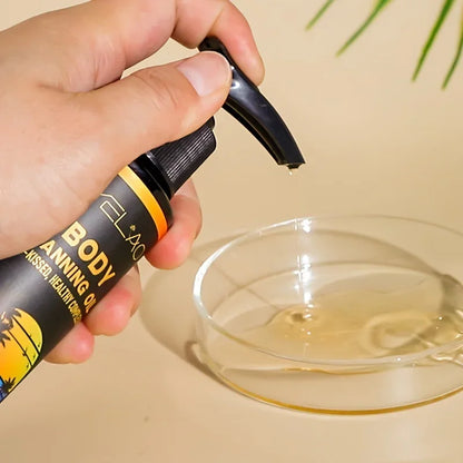 Self-tanning body oil with deep hydration