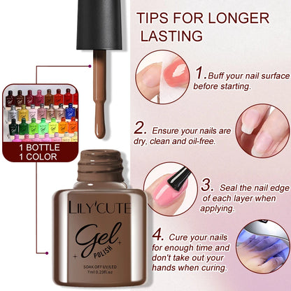 LILYCUTE Set de 6 Esmaltes gel UV de Uñas.