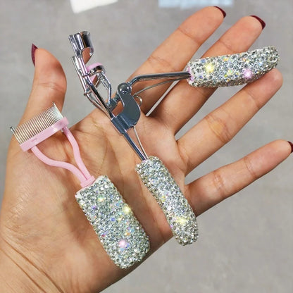 Eyelash curler with artificial diamonds