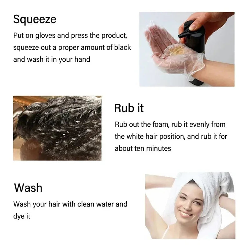 HAIRDEYChampún para conservar teñido de negro en el cabello.