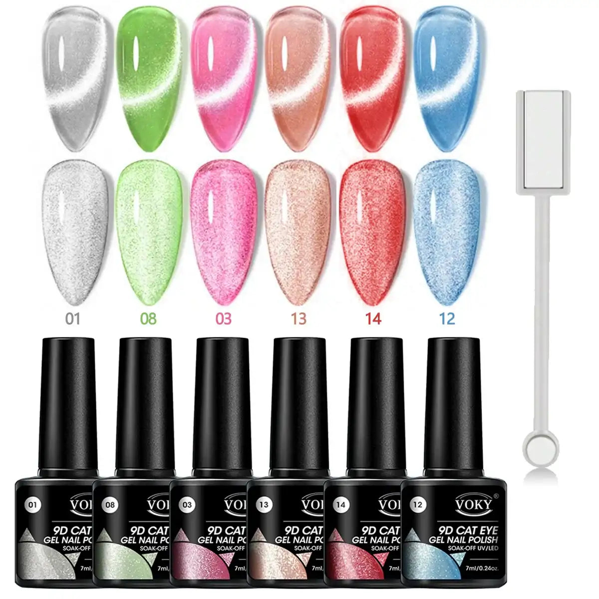 Sets de 6 esmaltes magnéticos VOKI 9D CAT EYE