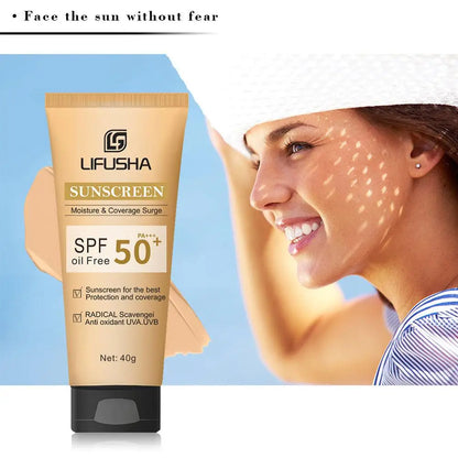 SPF50+ sunscreen with antioxidants.