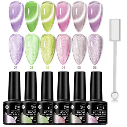 Sets de 6 esmaltes magnéticos VOKI 9D CAT EYE