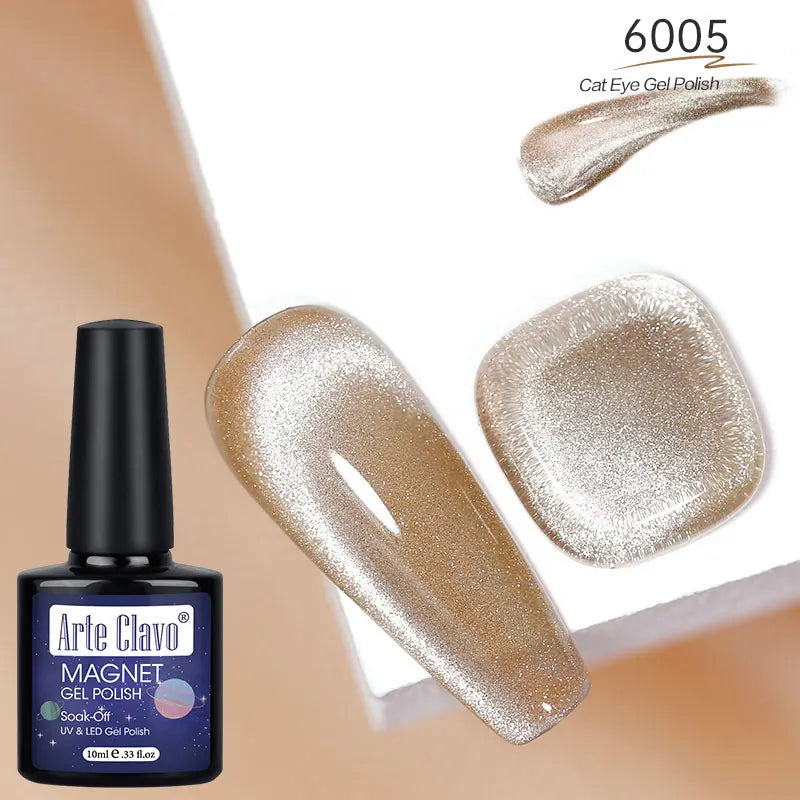12 Metallic Cat's Eye Gel Polish Nail Art