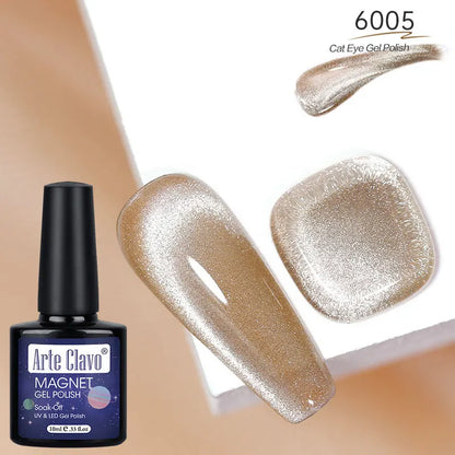 12 Metallic Cat's Eye Gel Polish Nail Art