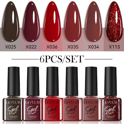 LILYCUTE Set de 6 Esmaltes gel UV de Uñas.