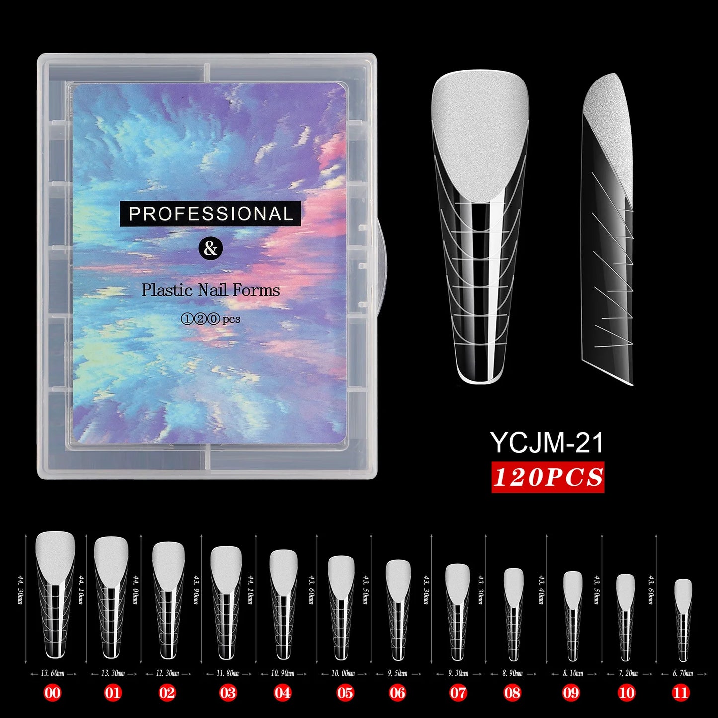 Set of 120 Misscheering Transparent Nail Molds.