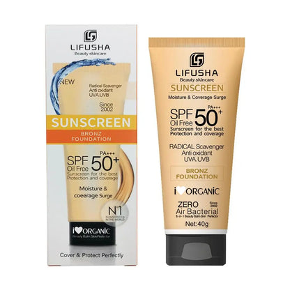 SPF50+ sunscreen with antioxidants.