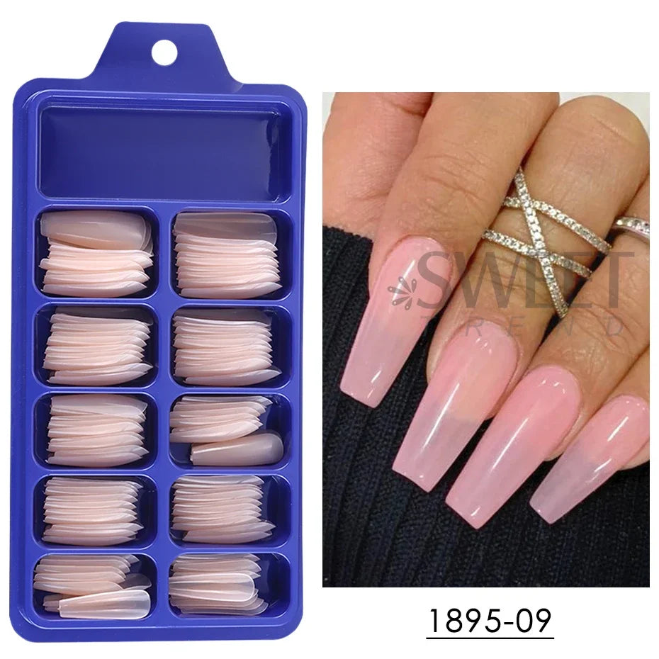 Set of 100 Nude Pink False Nails.