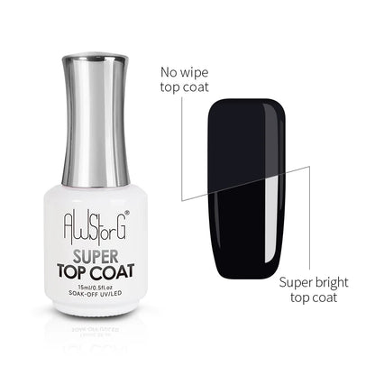 AWStorG Top Coat 15ML - No Wipe Long Lasting Shiny UV Gel
