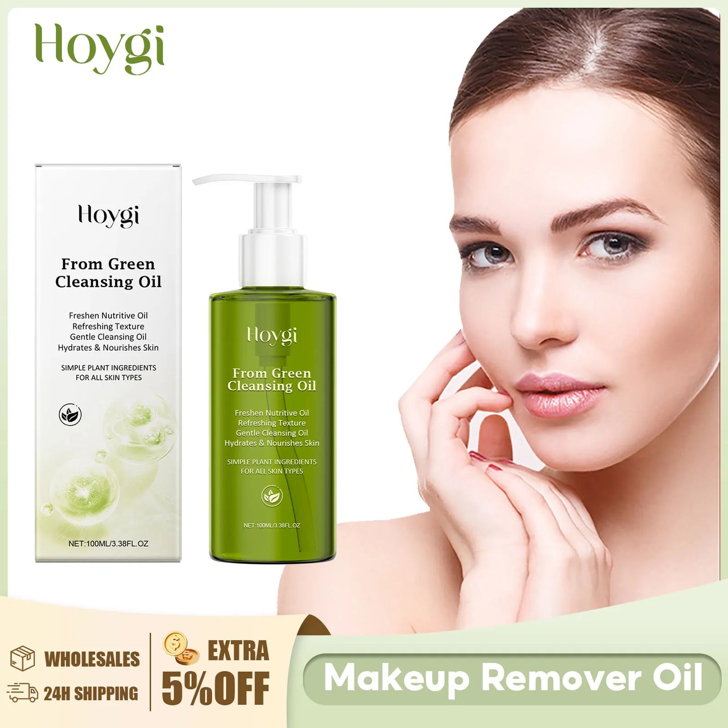 Aceite de  limpieza facial, hecho de ingredientes vegetales