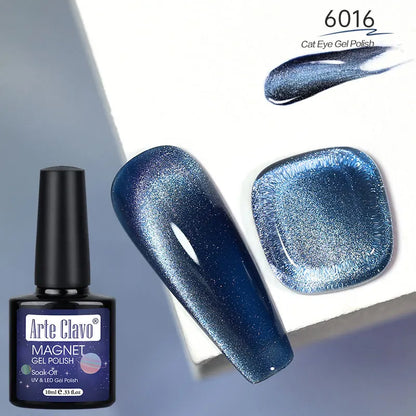 12 Metallic Cat's Eye Gel Polish Nail Art