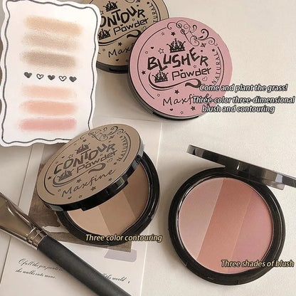 3 in 1 Palette - Contour, Blush and Long Lasting Waterproof Shadow