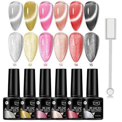 Sets de 6 esmaltes magnéticos VOKI 9D CAT EYE